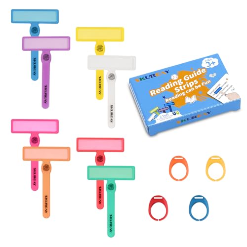 Guided Reading Strips, Dyslexia Tools for Kids, Colorful Text Overlays for Early Readers, ADHD Finger Trackers Highlight (12 PCS)