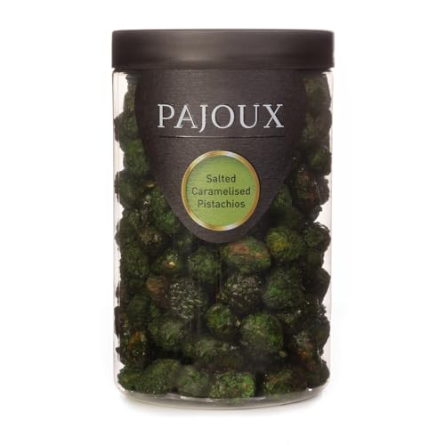 Pajoux Salted Caramelised Pistachios (Large) 230g | Honey Caramelised Pistachio Nuts - Whole Pistachio Nuts - Roasted Nuts - GMO Free - Nuts in a Gift Jar