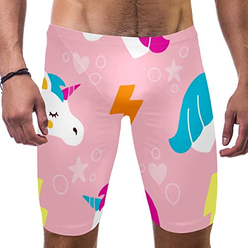 Traje de baño de unicornio rosa para hombre para nadadores de competición y carreras