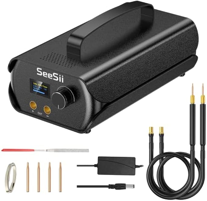 Spot Welder, Seesii Farad Capacitor Battery Spot Welder 3000F 120 Gears Adjustable Capacitor Energy Storage Portable Spot Welder, Support 0.1-0.3mm Nickel Strip Spot Welding for Battery Pack Making