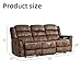EBELLO Reclining Sofa for Living Room, Extra Wide Modern Overstuffed 3 Seat Recliner Manual Sofa Chair, Breathable Soft Fabric and Padded Seat, Brown