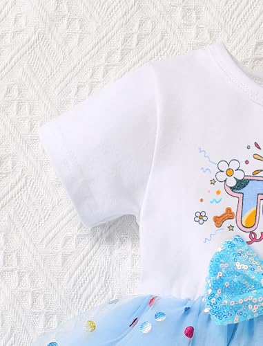 AWIBMK Baby Girls My 1st 2nd 3rd Birthday Dress Sequins Bowknot Confetti Dresses with Hair Clips Photoshoot Outfit2