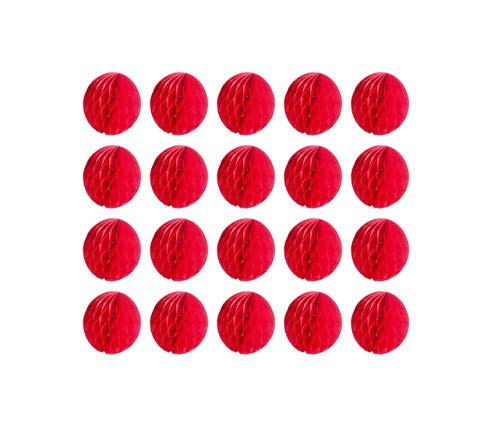 20pcs Honeycomb Flower Balls - Red Tissue Paper Decoration for Birthday, Wedding &amp; Home (6inch)
