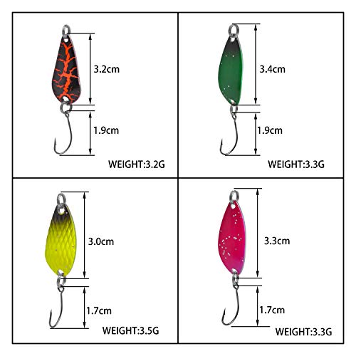 Fishing Spoon Lure Set, Hard Baits Tackle Single Hook Metal Fishing Lures Spoon For Trout Char Bass Perch Tackle Box (24Pcs) #TOP3