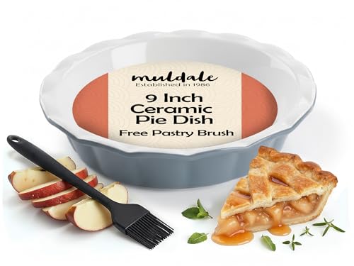 Muldale Pirofila in ceramica 23 cm – 23 cm – Teglia per torta di mele – Pirofila per il forno – grigio blu, MD01PD23