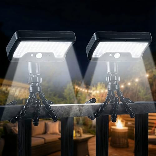 CVchancin Solar Motion Lights Outdoor with 360° Flexible Tripod USB and Solar Powered 92 LED Super Bright 600LM Motion Sensor Light IP65 Waterproof for Fence Yard Patio Garden RV Camping