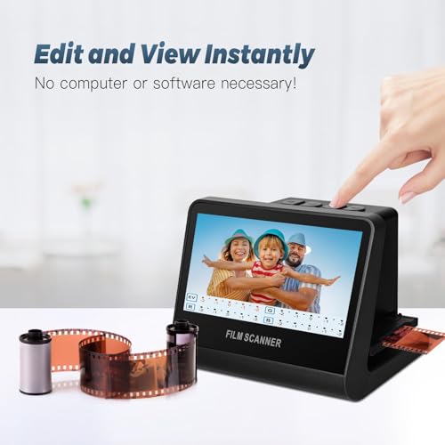 22 MP Film & Slide Scanner with 5 Inch LCD Screen, All-in-One Digital Film Scanner Built-in 16GB Memory Converts B&W/135/110/126 KPK Negative and Super 8/Monochrome Slides into JPEG Photos
