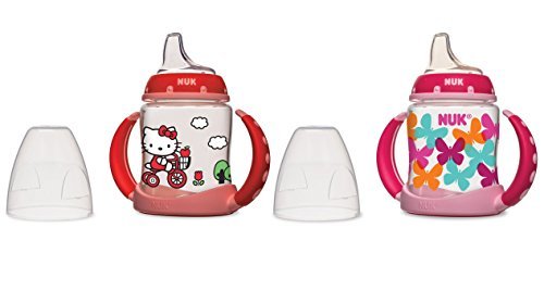 Image of NUK Learner Cup Silicone Bundle Pack, Kitty/Pink, 5 Ounce, 2 Count