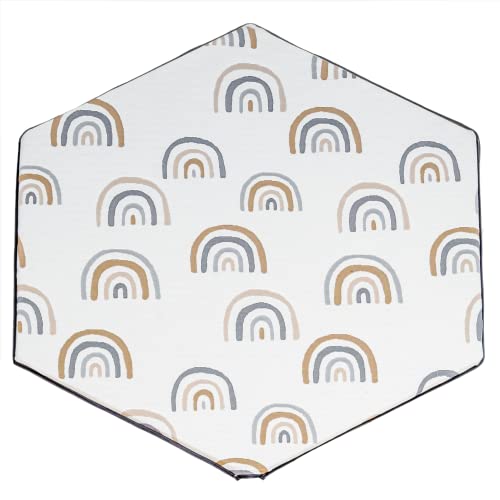 Image of POP 'N GO Baby Play Mat Cover for Hexagon Playpen - 59 Inch Soft, Washable, Water-Repellent Fitted Sheet for Hexagonal Mats - Portable for Indoor and Outdoor Play - Royal Rainbows