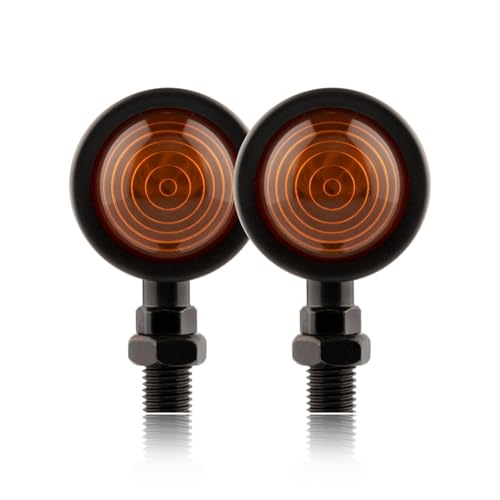 Intermitentes de motocicleta tipo bala en metal negro cromado con luz ámbar universal