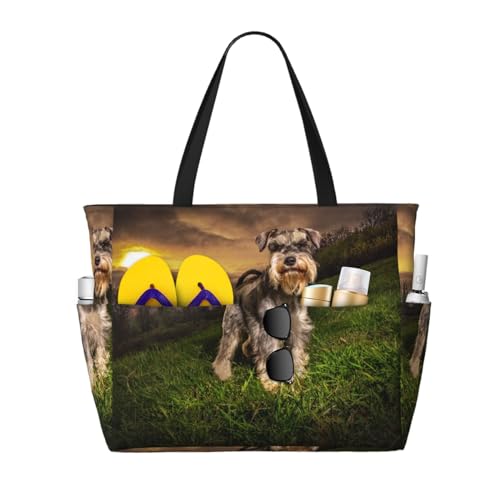 Sac de plage Schnauzer et montagnes idéal pour vos vacances au soleil