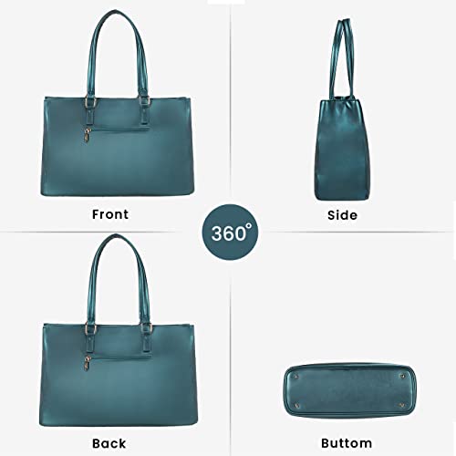Image of Laptop Tote Bag for Women 15.6 Inch Waterproof Leather Computer Laptop Bag Women Business Office Work Bag Briefcase Large Travel Handbag Shoulder Bag