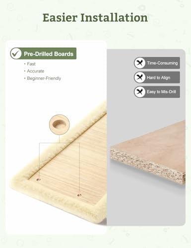Estantes de pared para gatos 5 en 1 en madera y terciopelo beige miniatura 3
