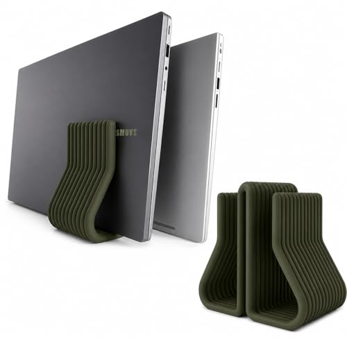 Image of Yellow Lab | Vertical Laptop Stand | Dual Slots | Compatible with All laptops | Space-Saving Design | Scratch-Resistant | Green | (Army Green)