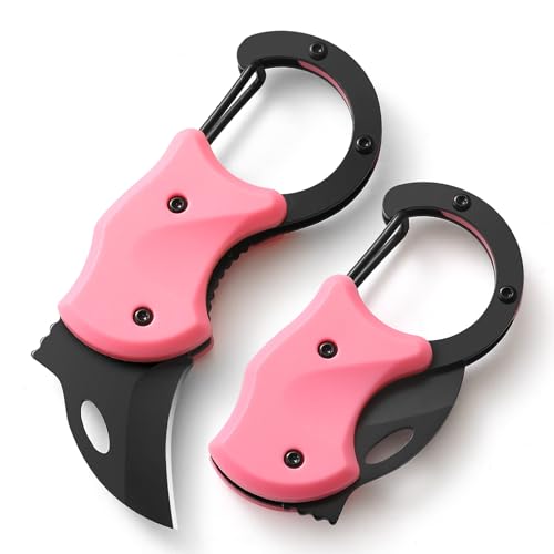 COOL PARD EDC Pink Pocket Knife for Women Girl,Small Folding Knife with 1.34'' Sharp Blade, Pink Knife Cute Box Cutter Opener for Everyday Carry，Christmas Stocking Stuffers for Women Mom Wife.