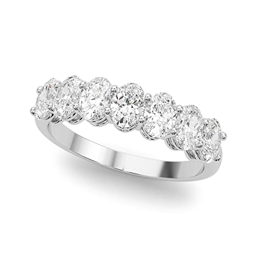1 Carat & 2 Carat Oval Lab Grown 14K Diamond Seven Stone Anniversary Band for Women (F-G/VS-SI)