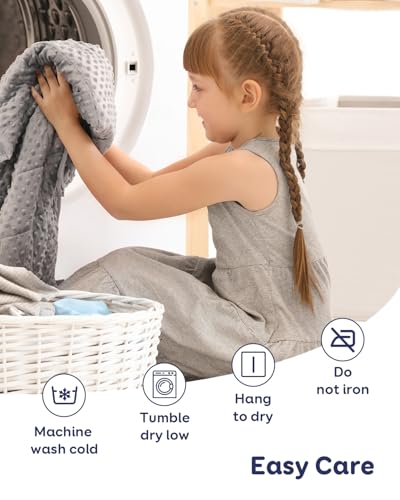 Image of Kivik Weighted Blanket 7lbs, Small Minky Dotted Blankets, Soft Heavy Blanket Throw, Machine Washable, 41 x 60 Inches Grey