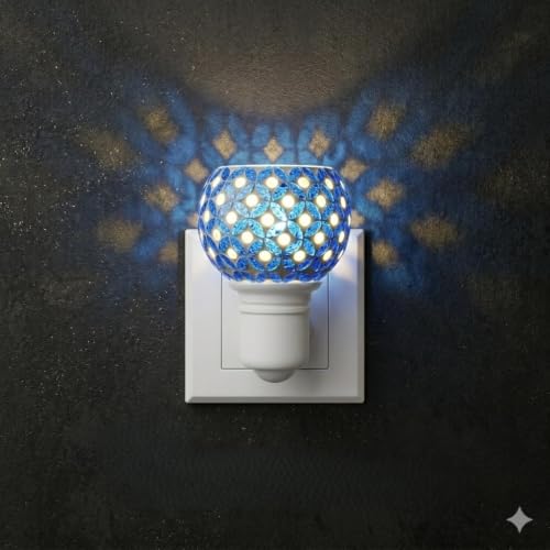 Image of RUPIKA | Electric Ceramic Aroma Diffuser Kapoor Dani | Camphor Diffuser Incense Burner Holder Kapoor Dani with Night Lamp for Home, Office (Blue)