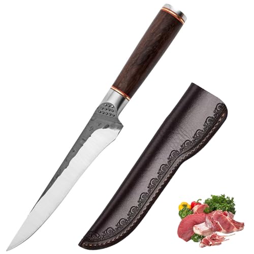 TUTCHUAN Cuisine professionnelle Couteau à désosser Couteaux de cuisine japonais forgé à la main en acier au carbone à haute teneur Couteau de cuisinier maison et plein air avec fourreau