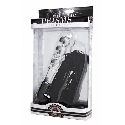 Lingam Glazen Dildo Met Zweep| Bondage | Speeltjes | Pinwheel | BDSM | SM | Meesteres | Sado | Dildo | Vibrator | Penis… - Afbeelding 3