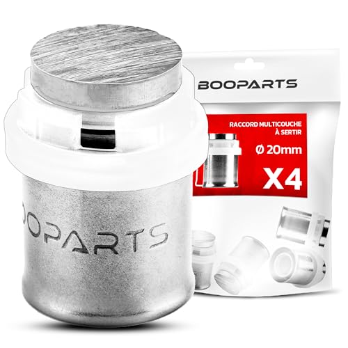 BOOPARTS – Set 4 Pezzi – Tappo di Chiusura a Pressare Ø20mm (20x2) per Tubo Multistrato | Raccordo Terminale Profilo TH in Ottone Nichelato | Per Impianti Idraulici e Riscaldamento