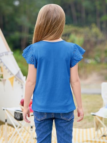 Image of Imily Bela Girls Ruffle Sleeve Shirts Crewneck Eyelet Tops 4-15 Years