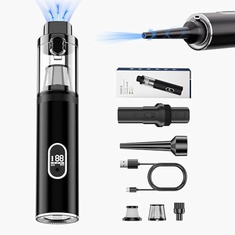 helloleiboo Handheld Vacuum Cordless 2-Speed 13000pa Strong Suction Mini Vacuum Cleaner High Power Portable Vacuum Cleaner for Car with Led Light for Car Home Office Pets Black Cover