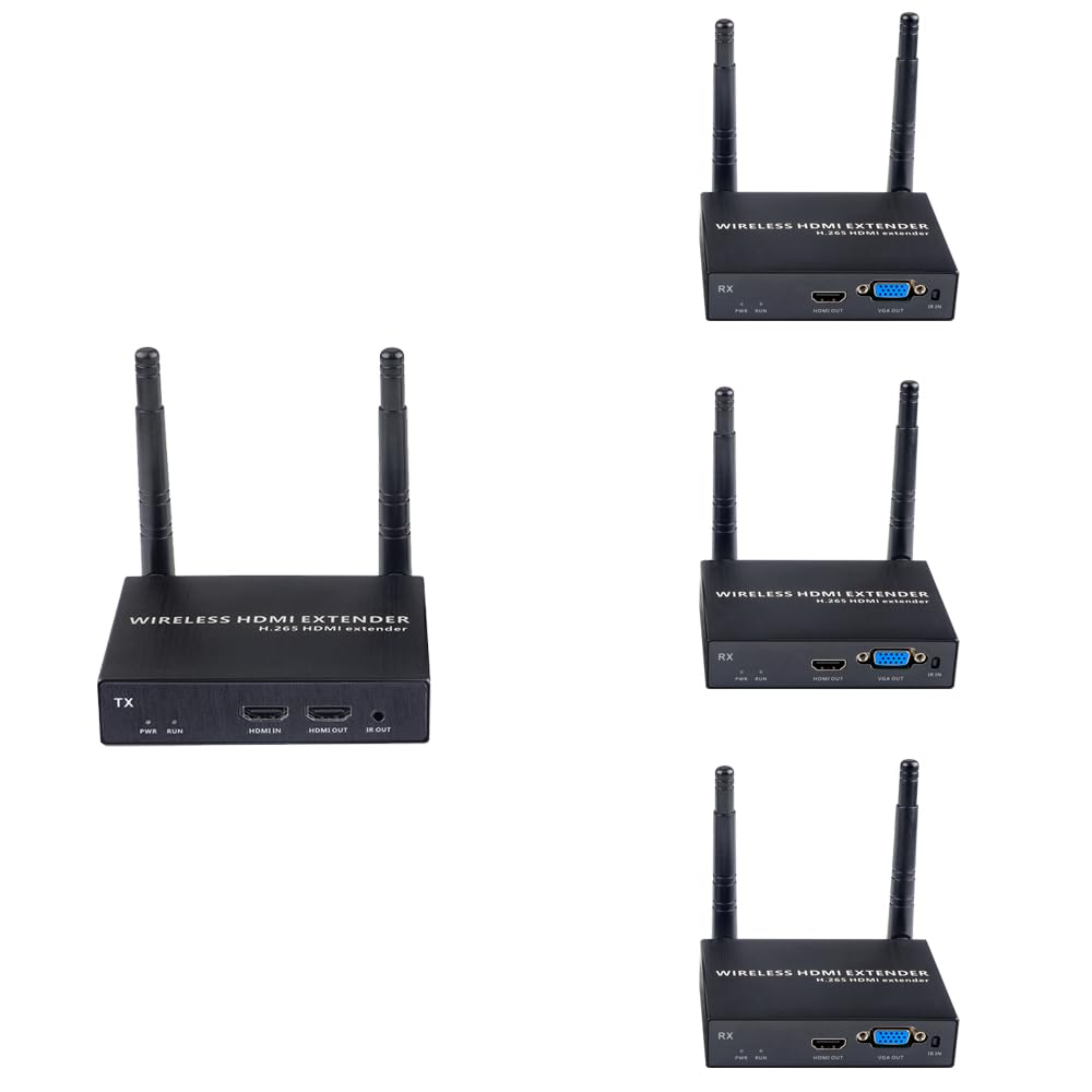 EXVIST Kit d'extension HDMI sans Fil 3 récepteurs 1080P@60FPS 100 m IR émetteur HDMI/VGA PC Ordinateur Portable PS4