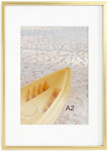 Acovy A2 写真フレーム アルミフォトフレーム マット仕上げ 287x410mm A2(420x594mm) ポスターフレーム 高解像度強化ガラス付き 壁用メタルフレーム 壁掛けフック付き