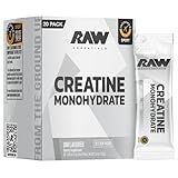 RAW Creatine Monohydrate to-Go Stick Packs, Unflavored – 5g Micronized Creatine Per Serving – Muscle Strength, Power & Recovery Support