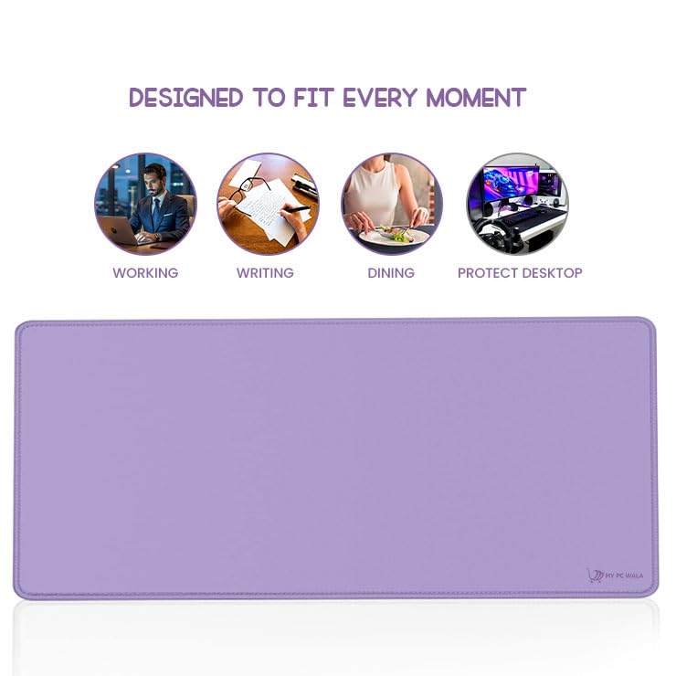 Image of Desk Mat 60x30 cm (11 x 23 inch) Purple | Large Mouse Pad for Office Computer Laptop Keyboard | Waterproof Anti-Slip Rubber Base Desk Mat