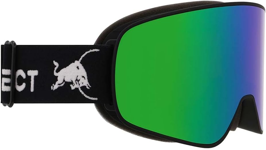 Red Bull SPECT RUSH 18GR3 Skibrille   Matt Black mit Brown/Green Mirror Lens Unisex Snow Goggle 100% UV-Schutz Anti-Fog & Anti-Scratch Helm-kompatibel