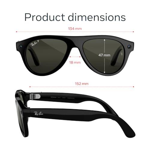 Image of Meta Ray-Ban (Gen 3) Aviator, Shiny Black, Polarised Green Lenses, AI Glasses with Camera for Men, Women