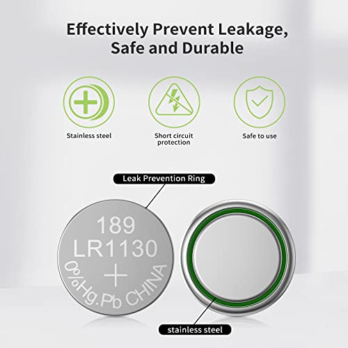 POWEROWL High Capacity LR1130 AG10 Batteries 30 Pack, SG10 389 189 Premium Alkaline Battery 1.5V Button Coin Cell Batteries4