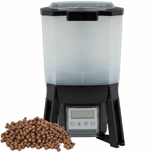 The Pond Guy KoiGrower Automatic Pond Fish Food Dispenser, Solar, Battery & AC Electric Power, Auto Timed Koi Pellet Feeder, 5 Gallon Feed Container