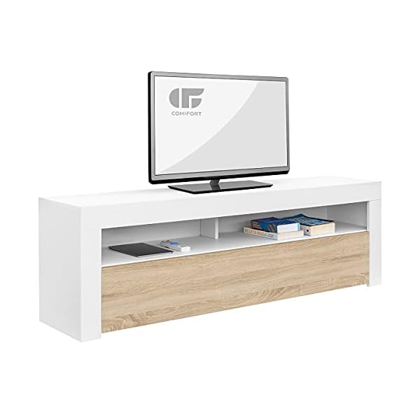 Comifort-AP84BS–Mueble-TV-Salon-Moderno-Mesa-Television-Colores-Blanco-BlancoRoble-Roble-Medidas-160x35x50-Cm-BlancoRoble Comifort-AP84BS–Mueble-TV-Salon-Moderno-Mesa-Television-Colores-Blanco-BlancoRoble-Roble-Medidas-160x35x50-Cm-BlancoRoble