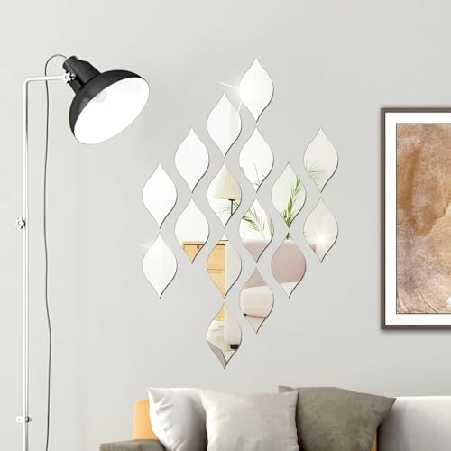 OUTANA Peel and Stick Mirror - Adhesive Mirror for Wall with Strong Stick on Mirrors for Wall - Easy to Apply Mirror Stickers for Walls - Stylish Peel and Stick Mirrors 20pcs (Silver)