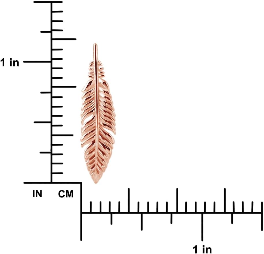 Hawaiian Silver Jewelry Dainty Feather Pendant Necklace - 18-Inch Sterling Silver Feather Necklace - 925 Sterling Silver