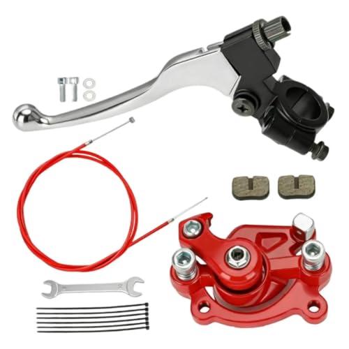 Kit de freno de moto de 79cc con cable y palanca de aluminio roja universal