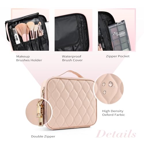 Joligrace Makeup Bag Cosmetic Case Vanity Travel Beauty Box Make Up Train Case Hairdressing Tools Organiser with Adjustable Compartment - Image 3