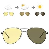 SODQW Gafas Gafas de Sol Que cambian de Color Hombres Gafas de Sol Polarizadas (Marco negro/Lente polarizada fotocromática amarilla)