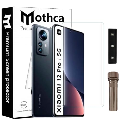 Image of Mothca Curved UV Tempered Glass Screen Protector for Xiaomi 12 Pro | Transparent | Pack of 1 | Full Screen Coverage with UV Installation Kit