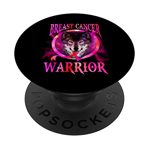 Wolf Of A Warrior Breast Cancer Awareness Support PopSockets PopGrip Intercambiable