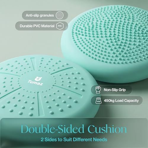 Image of Tumaz Wobble Cushion - Wiggle Seat to Improve Sitting Posture & Stay Focused for Sensory Kids, Balance Disc to Core Strength & Flexible Seating [Extra Thick Balance Board, Pump Included Wobble Board]