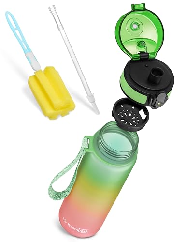 My Vesperbox Minny Kinder-Trinkflasche 500ml – Auslaufsicher & BPA-frei – inkl. Ersatzdichtung, Reinigungsbürste, Fruchtsieb & optionalem Strohhalm – Ideal für Schule, Kindergarten & Sport