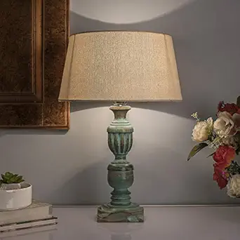 Homesake Rustic Algae French Trophy Carved Table lamp with Shade,able Lamp, Night Lamp Home Decor Items, Lamp for Living Room, Light Lamp, Bedside Lamp, (Off White)
