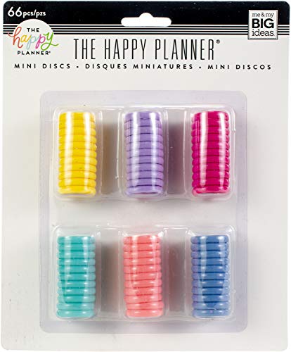 me & my BIG ideas Plastic Mini Discs Value Pack, Multi-Color - The Happy Planner Scrapbooking Supplies - Add Extra Pages, Notes & Artwork - More Space for Notebooks & Journals - 66 Pieces