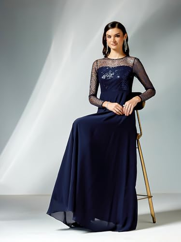Image of Miss Chase Women's Long Sleeve Sequin Maxi Dress