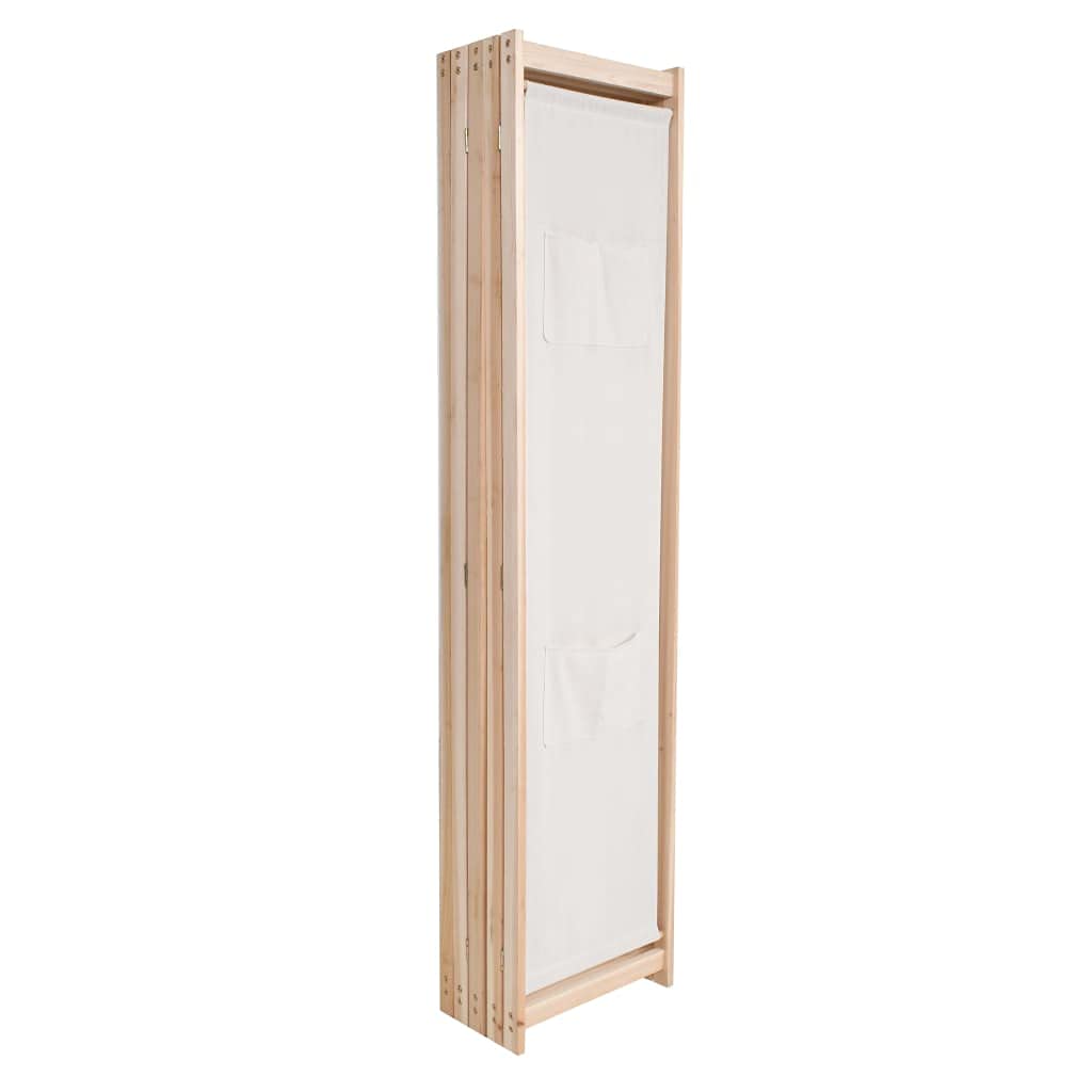 vidaXL Biombo 5 Paneles Separadores de Habitación 200x170cm Tela Crema Mampara