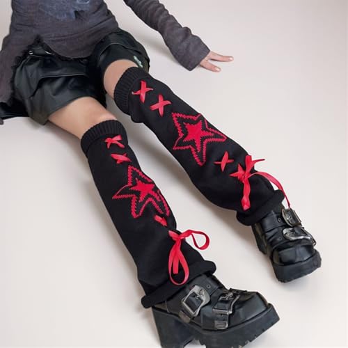 Goth Y2k Leg Warmers for Women Gothic Cute Grunge Cutecore Rave Emo Punk Hippie Knit Warm Winter Alt3